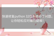 快速修复python 32位系统补丁问题，让你轻松应对编程疑难！