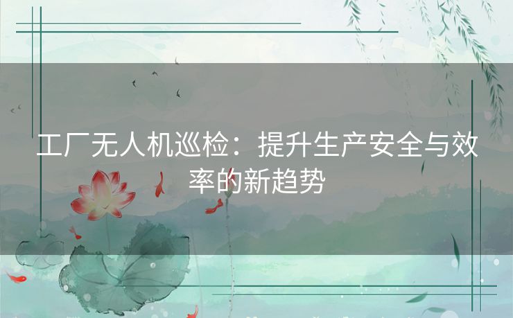工厂无人机巡检：提升生产安全与效率的新趋势