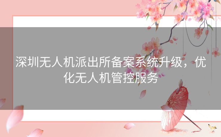 深圳无人机派出所备案系统升级，优化无人机管控服务