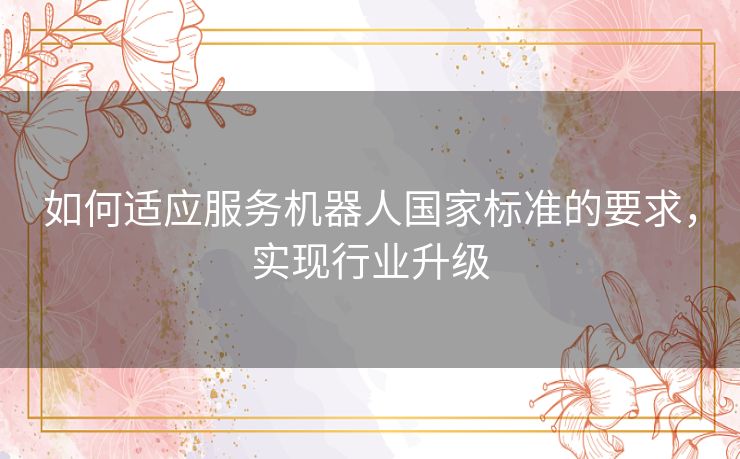 如何适应服务机器人国家标准的要求，实现行业升级