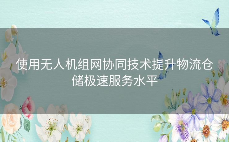 使用无人机组网协同技术提升物流仓储极速服务水平