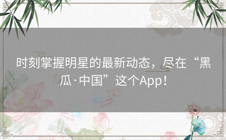 时刻掌握明星的最新动态，尽在“黑瓜·中国”这个App！