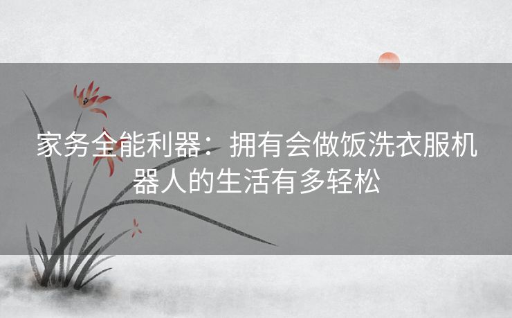 家务全能利器：拥有会做饭洗衣服机器人的生活有多轻松