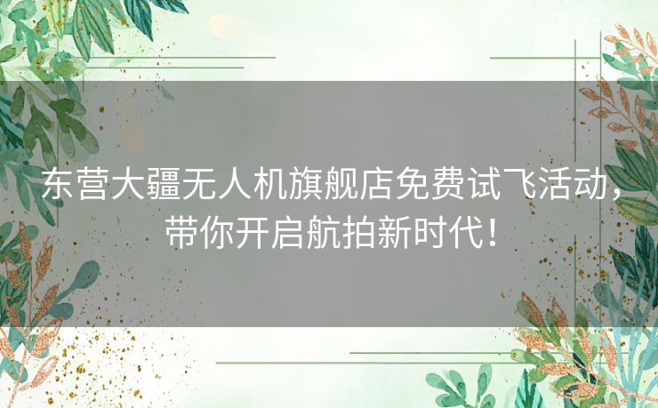 东营大疆无人机旗舰店免费试飞活动，带你开启航拍新时代！