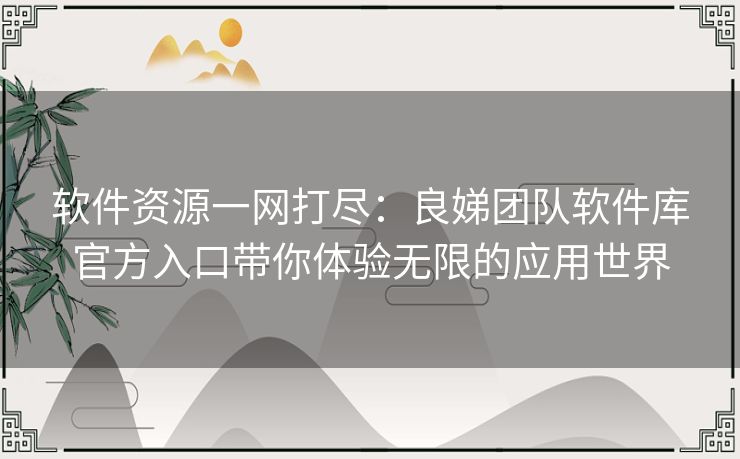 软件资源一网打尽：良娣团队软件库官方入口带你体验无限的应用世界