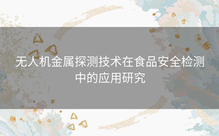 无人机金属探测技术在食品安全检测中的应用研究