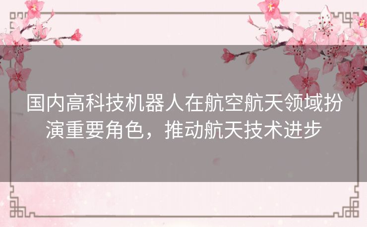 国内高科技机器人在航空航天领域扮演重要角色，推动航天技术进步