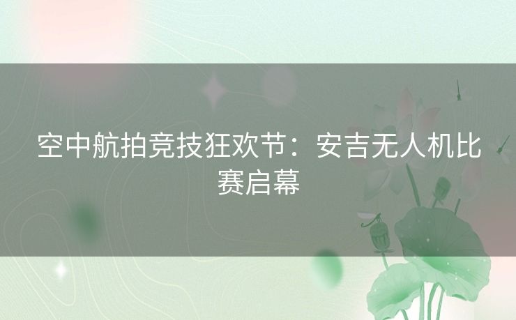 空中航拍竞技狂欢节：安吉无人机比赛启幕