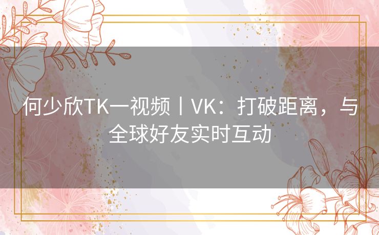 何少欣TK一视频丨VK：打破距离，与全球好友实时互动