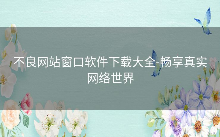 不良网站窗口软件下载大全-畅享真实网络世界