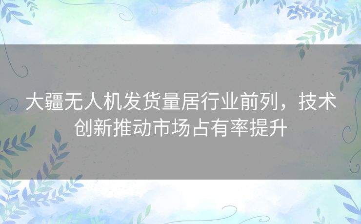 大疆无人机发货量居行业前列，技术创新推动市场占有率提升