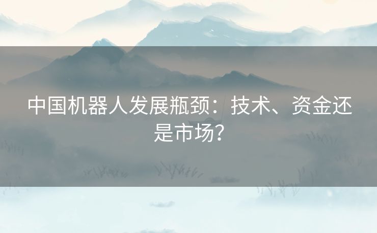 中国机器人发展瓶颈：技术、资金还是市场？