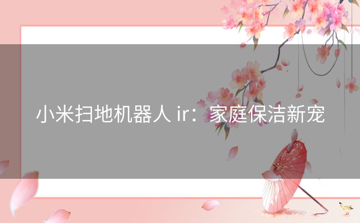 小米扫地机器人 ir：家庭保洁新宠