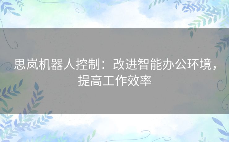 思岚机器人控制：改进智能办公环境，提高工作效率