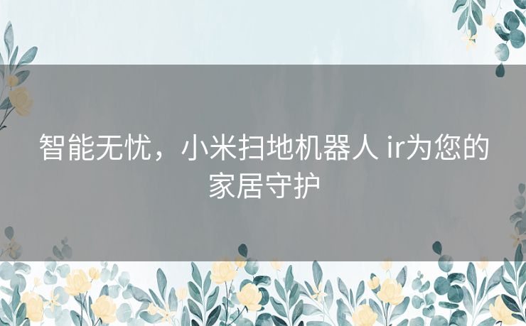 智能无忧，小米扫地机器人 ir为您的家居守护