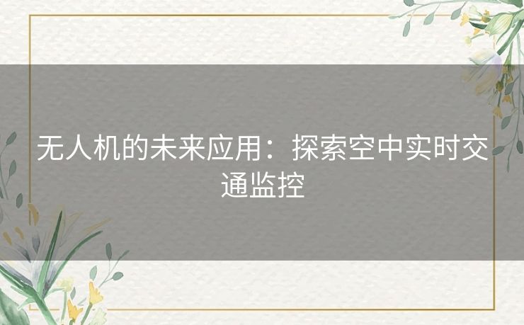 无人机的未来应用：探索空中实时交通监控