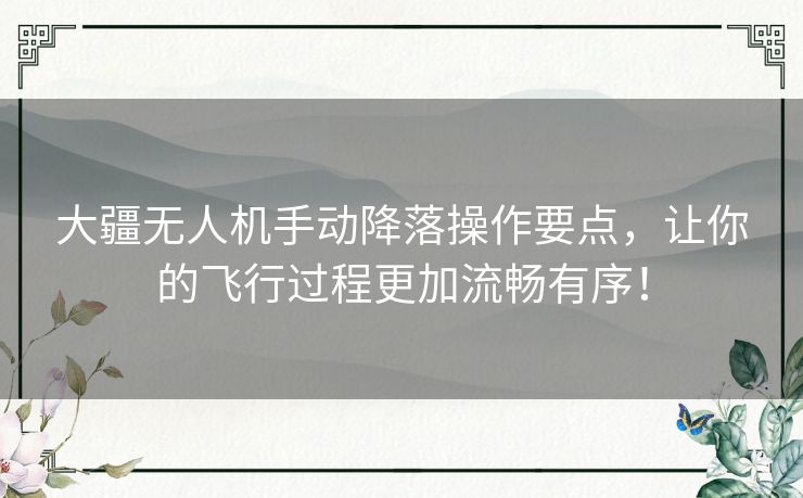 大疆无人机手动降落操作要点，让你的飞行过程更加流畅有序！