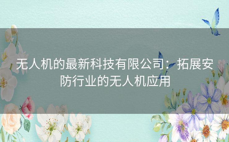 无人机的最新科技有限公司：拓展安防行业的无人机应用