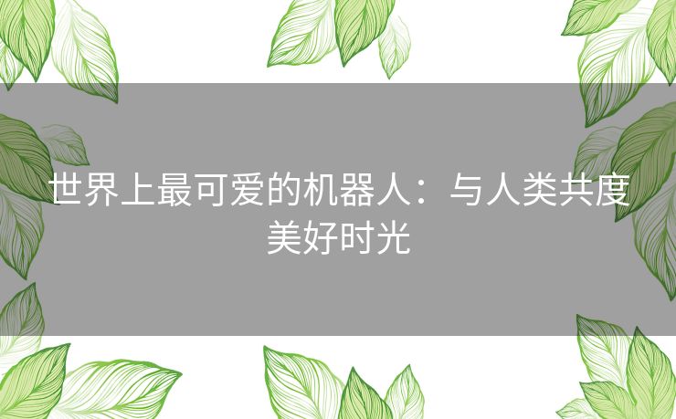 世界上最可爱的机器人：与人类共度美好时光
