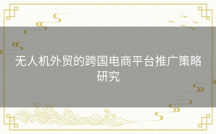 无人机外贸的跨国电商平台推广策略研究