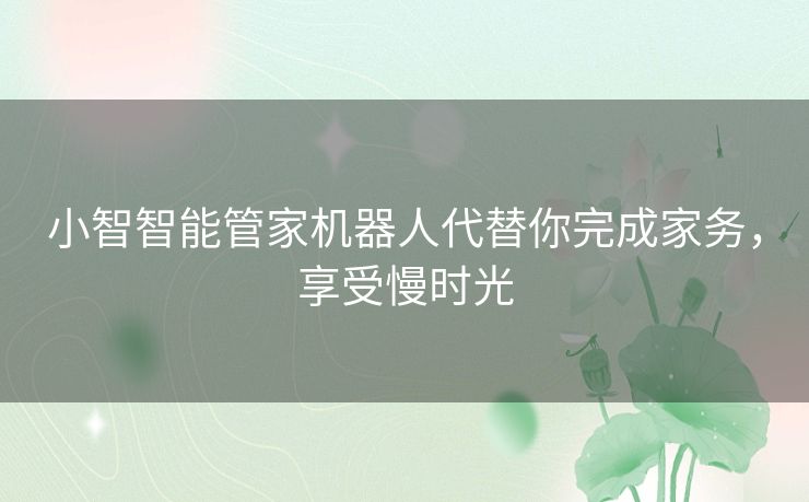 小智智能管家机器人代替你完成家务，享受慢时光
