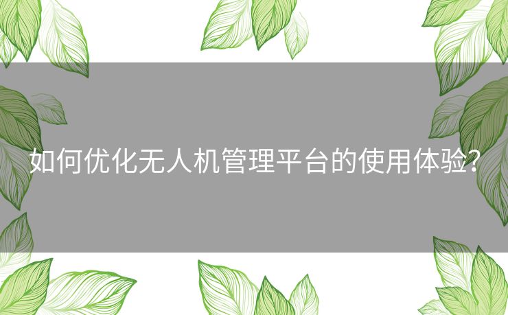 如何优化无人机管理平台的使用体验？