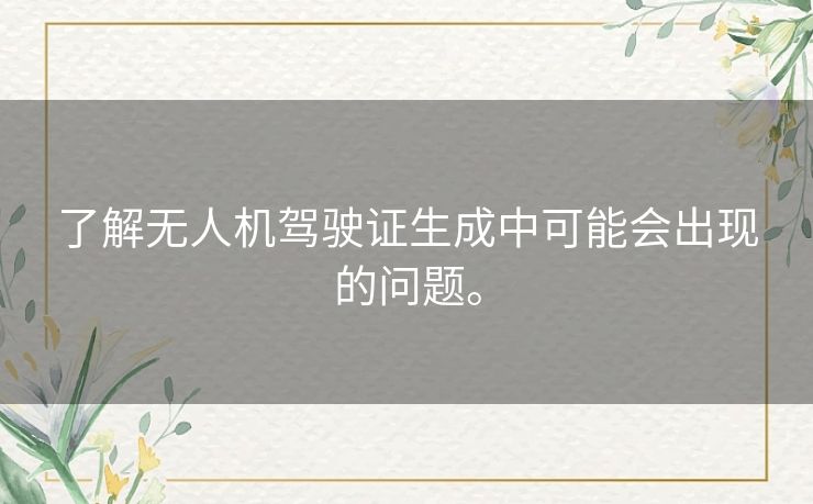 了解无人机驾驶证生成中可能会出现的问题。