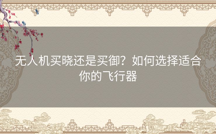 无人机买晓还是买御？如何选择适合你的飞行器