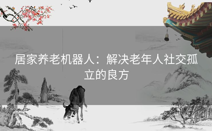 居家养老机器人：解决老年人社交孤立的良方