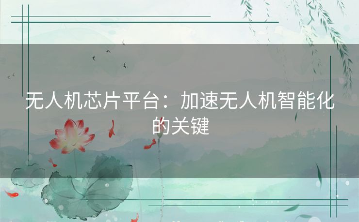 无人机芯片平台：加速无人机智能化的关键
