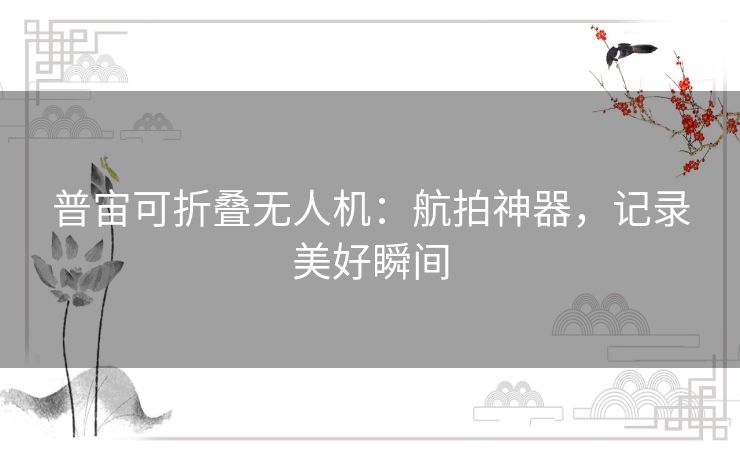 普宙可折叠无人机：航拍神器，记录美好瞬间