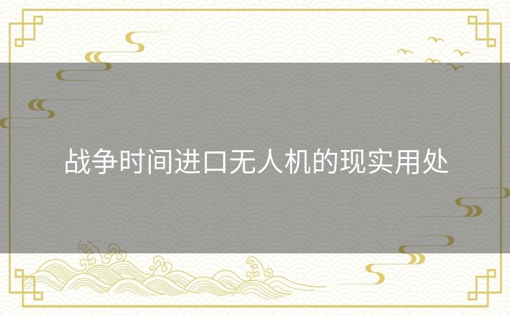 战争时间进口无人机的现实用处