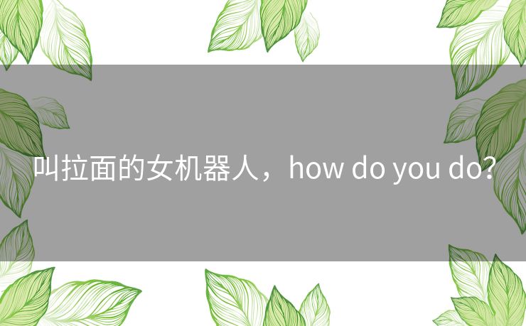 叫拉面的女机器人，how do you do？