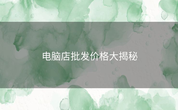 电脑店批发价格大揭秘
