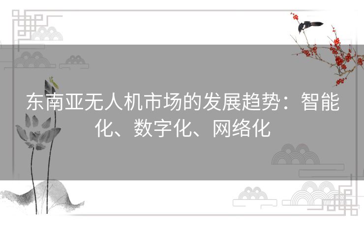 东南亚无人机市场的发展趋势：智能化、数字化、网络化