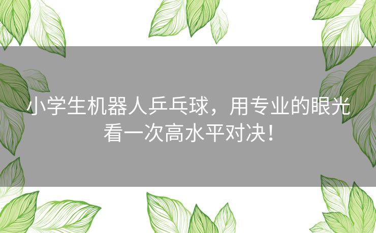 小学生机器人乒乓球，用专业的眼光看一次高水平对决！