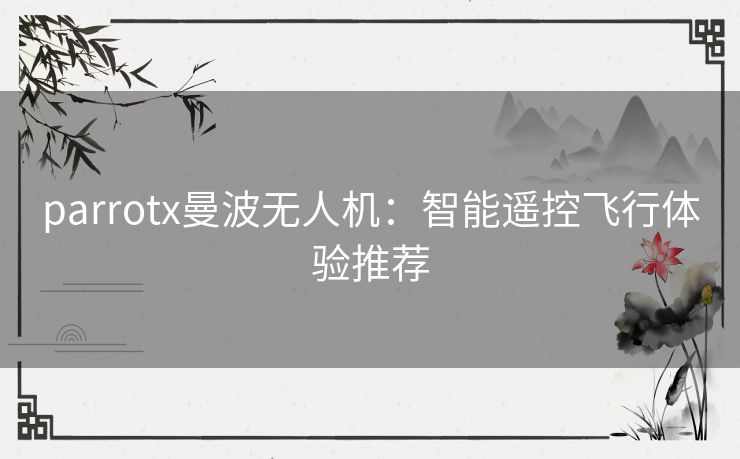 parrotx曼波无人机：智能遥控飞行体验推荐