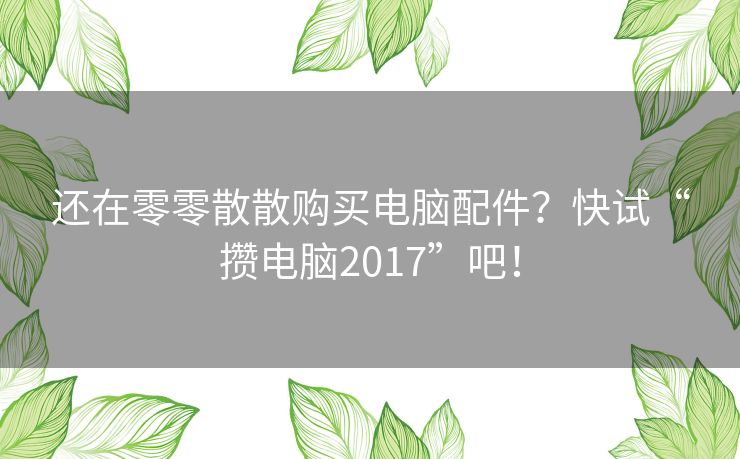还在零零散散购买电脑配件？快试“攒电脑2017”吧！