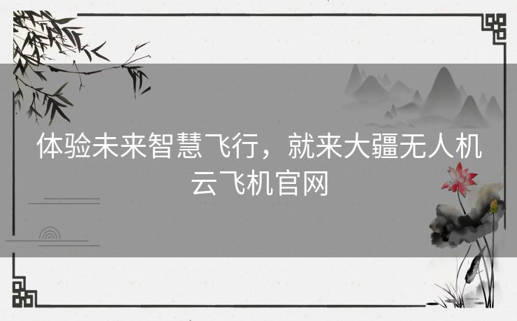 体验未来智慧飞行，就来大疆无人机云飞机官网