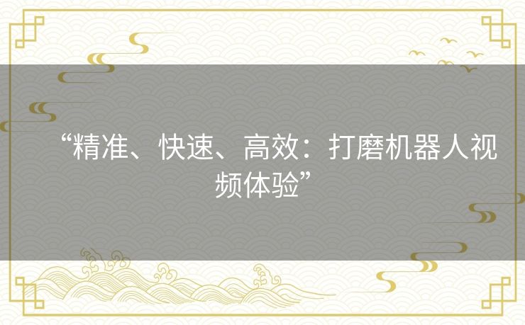 “精准、快速、高效：打磨机器人视频体验”