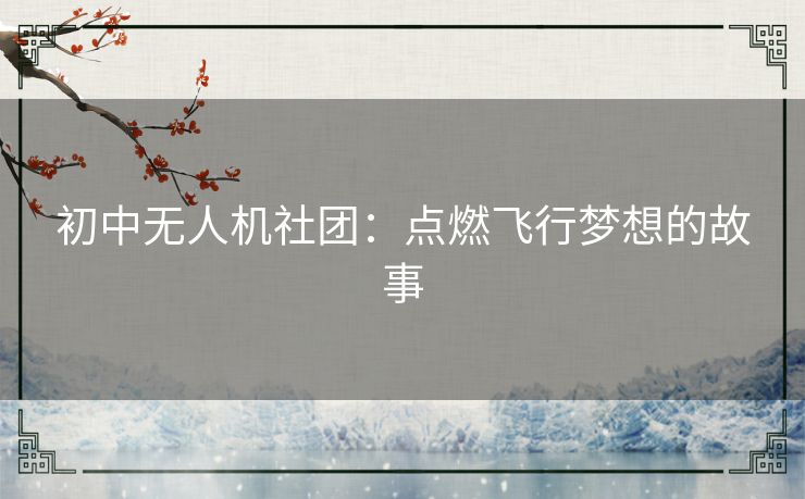 初中无人机社团：点燃飞行梦想的故事
