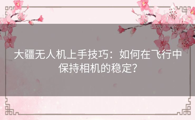 大疆无人机上手技巧：如何在飞行中保持相机的稳定？