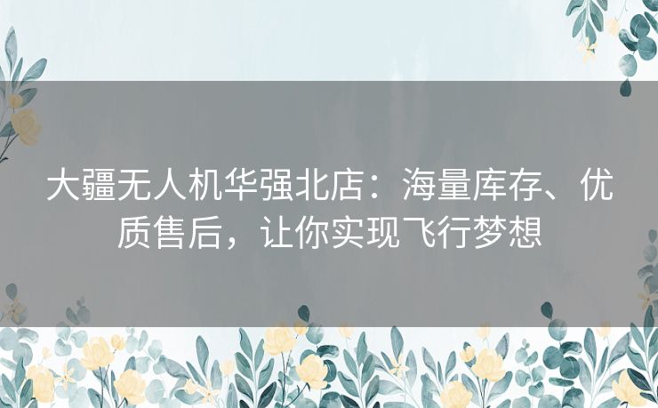 大疆无人机华强北店：海量库存、优质售后，让你实现飞行梦想