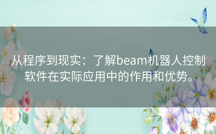 从程序到现实：了解beam机器人控制软件在实际应用中的作用和优势。
