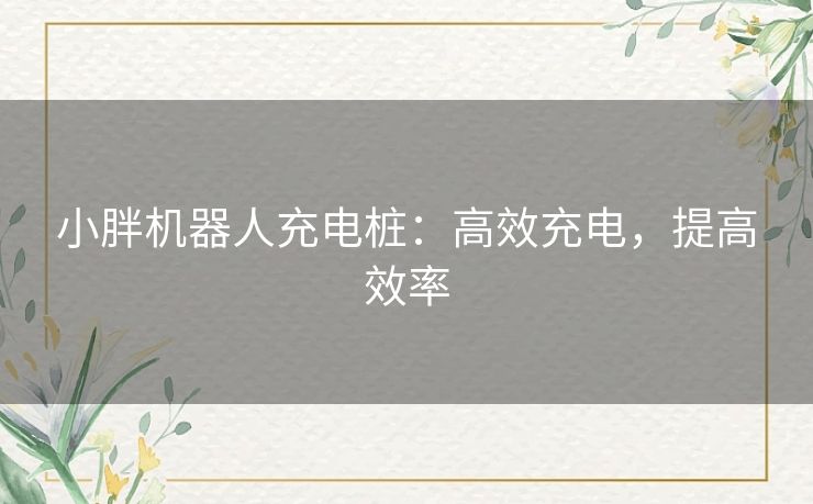 小胖机器人充电桩：高效充电，提高效率