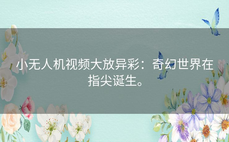 小无人机视频大放异彩：奇幻世界在指尖诞生。