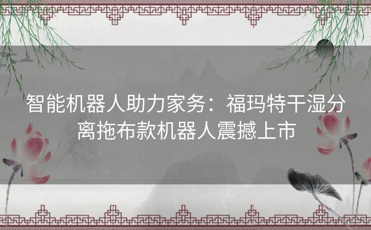 智能机器人助力家务：福玛特干湿分离拖布款机器人震撼上市