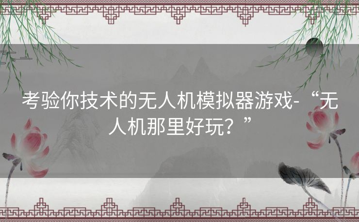 考验你技术的无人机模拟器游戏-“无人机那里好玩？”