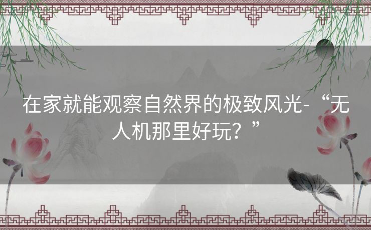 在家就能观察自然界的极致风光-“无人机那里好玩？”