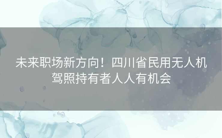 未来职场新方向！四川省民用无人机驾照持有者人人有机会